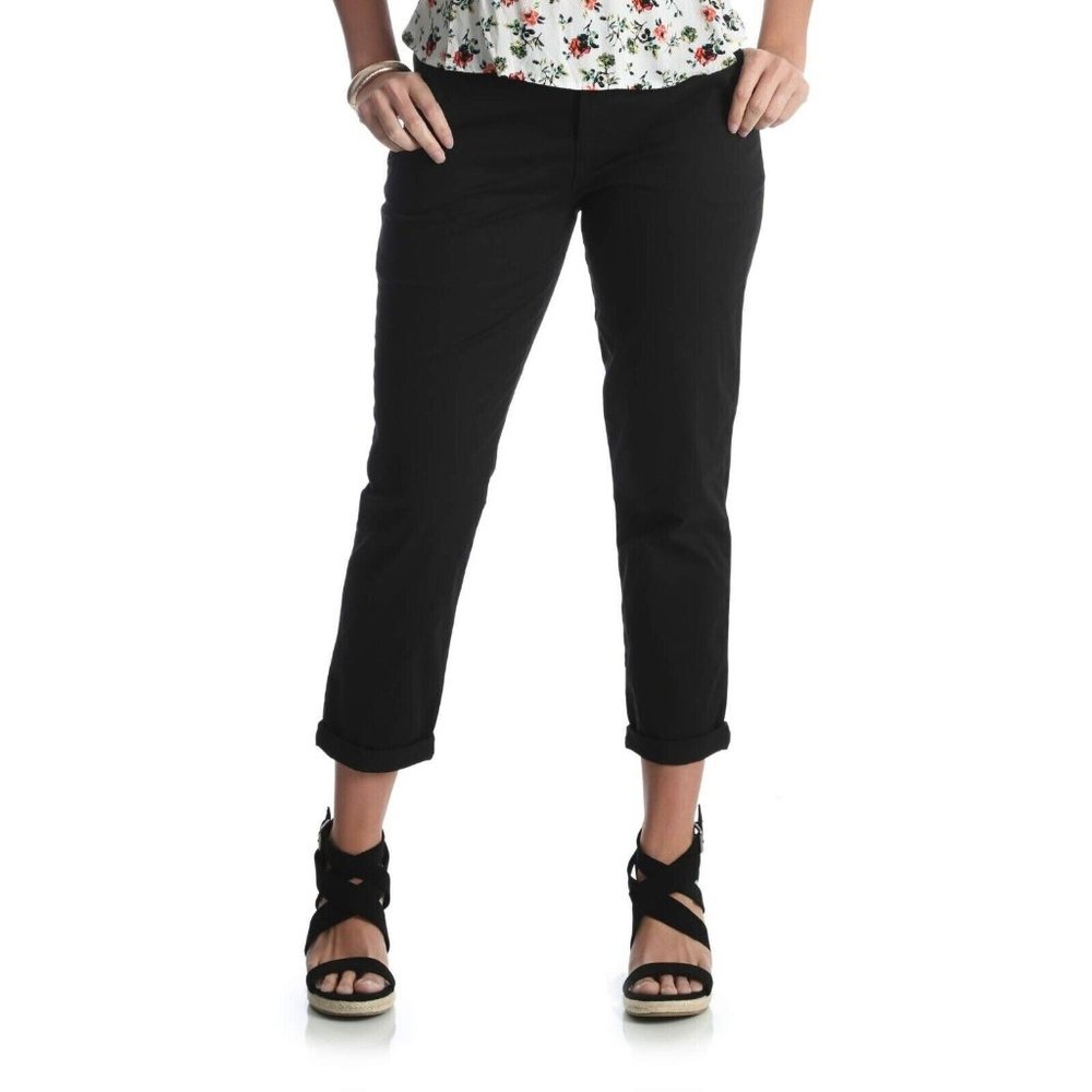 Riders by Lee Women's Ladies Slim Cropped Pants Solid Black Size 12M